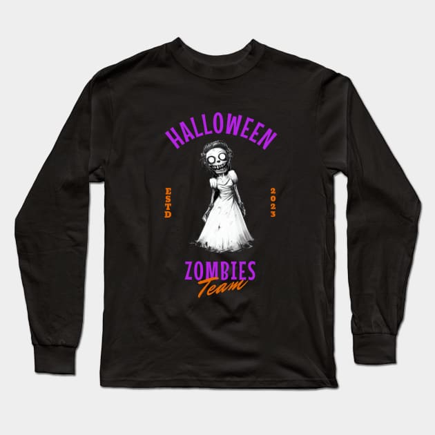 Halloween Zombie Team ella Long Sleeve T-Shirt by Tinteart